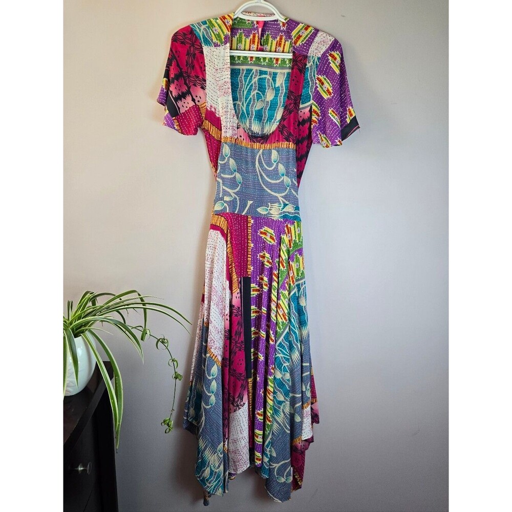 Tracy Reese Vibrant Multicolor Patchwork Asymmetrical Dress